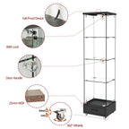 Modern Glass Display Cabinet with Drawer , Quick-assembly Antique Cabinet with LED lights, Tempered Glass Bookshelf, 1-Door Storage Case with 4 Shelves for Living Room and Bedroom, black - Eloy Royal