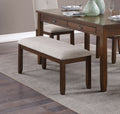 Dark Cherry Finish Wooden Frame 1pc Bench Chenille Upholstery Dining Furniture Kitchen Breakfast
