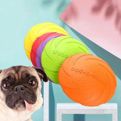 1pcs Soft Flexible Rubber Flying Disc Dog Toys 4 Colors Floating Foldable Flyer Disc Interactive Training Pet Dog Supplies - Eloy Royal