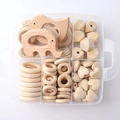 1set Wood Beads Animal Rattle Organic Teething Toys Wooden Toys BPA Free DIY Necklace Bracelet Baby Nursing Accessories - Eloy Royal