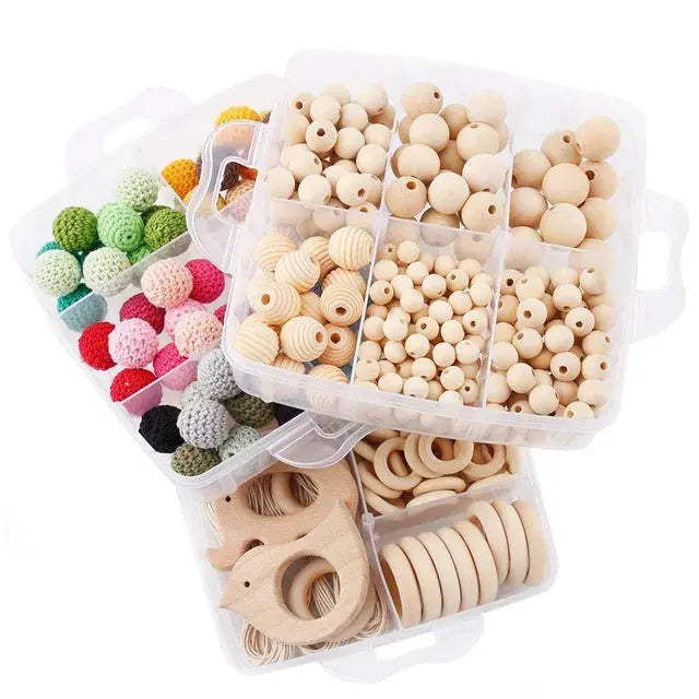 1set Wood Beads Animal Rattle Organic Teething Toys Wooden Toys BPA Free DIY Necklace Bracelet Baby Nursing Accessories - Eloy Royal