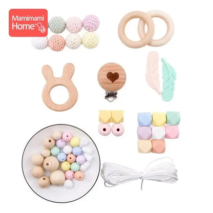 1set Wood Beads Animal Rattle Organic Teething Toys Wooden Toys BPA Free DIY Necklace Bracelet Baby Nursing Accessories - Eloy Royal