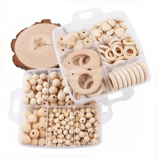 1set Wood Beads Animal Rattle Organic Teething Toys Wooden Toys BPA Free DIY Necklace Bracelet Baby Nursing Accessories - Eloy Royal