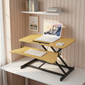 32 Inch Desk Converter, Height Adjustable Sit to Stand Riser, Dual Monitor and Laptop Workstation with Wide Keyboard Tray, Standing Computer Desk, Natural Color