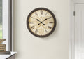Clocks, 20' Round, Wall Clock, Antique Brown, Transitional