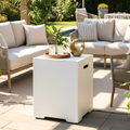 Propane Tank Cover 16 Inch, 20 LB Outdoor Tank Storage Hideaway Table for Gas Fire Pits, Concrete Tank Holder, Side Table, White