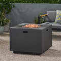 31' Outdoor Iron Square Propane Fire Pit, Tank Inside, Brushed Brown - 50,000 BTU