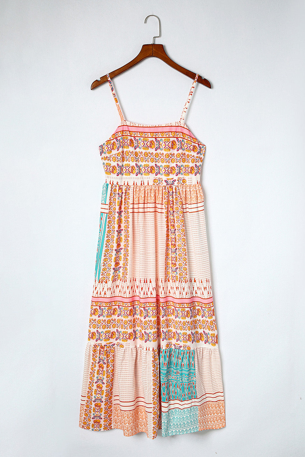 Multicolor Boho Patchwork Print Square Neck Sundress - Eloy Royal