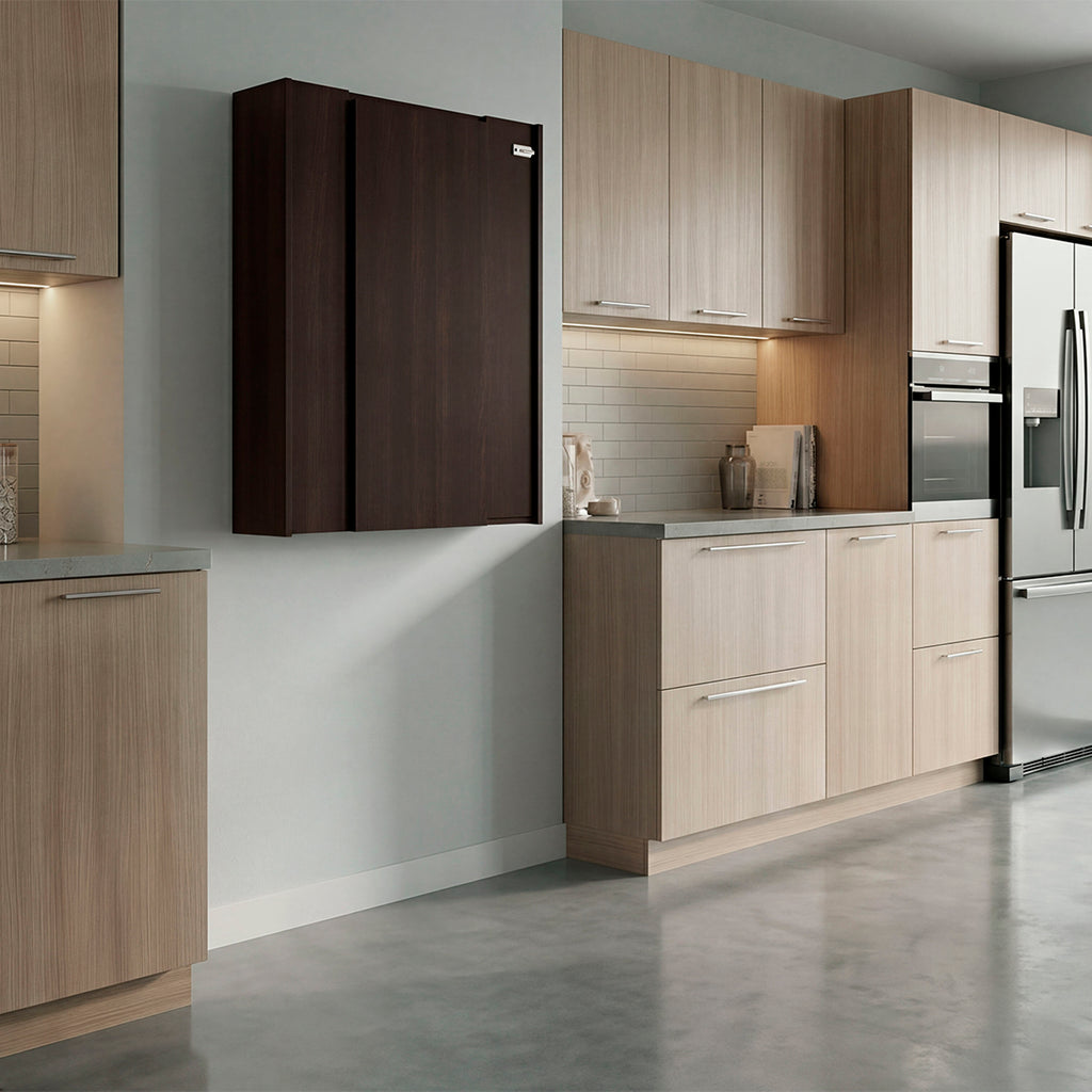 Siena Wall-Mounted Bar Cabinet with Fold-Down Table Stained Walnut
