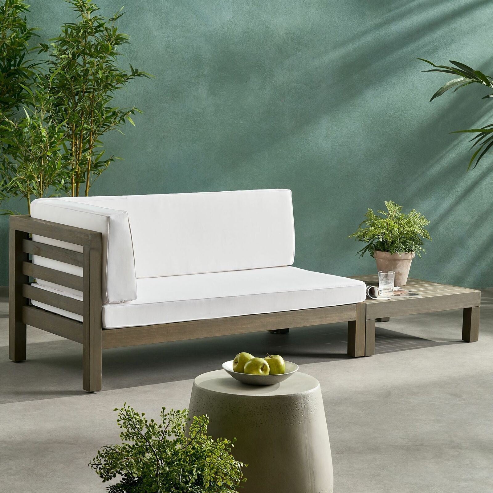 OANA LEFT CORNER BENCH AND COFFEE TABLE, WHITE