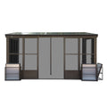 10x12FT All Season Sunroom, Outdoor Permanent Wall Mounted Solarium with Detachable Polycarbonate Windows, Aluminum Lean to Gazebo Sun Room with 3 Lockable Sliding Doors for Garden Patio Deck