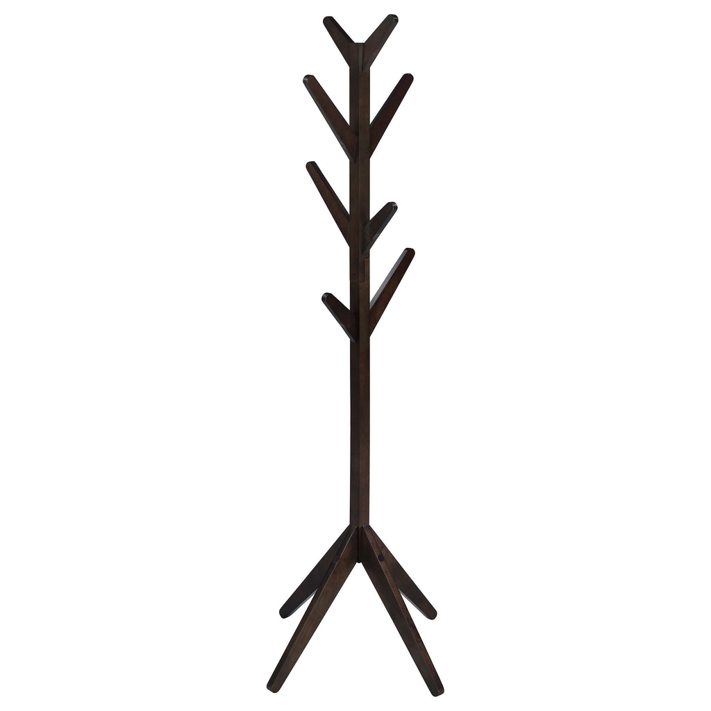Cappuccino Solid Wood Coat Rack with 8 Hooks - Modern Wooden Hanger for Entryway, Mudroom, or Hallway