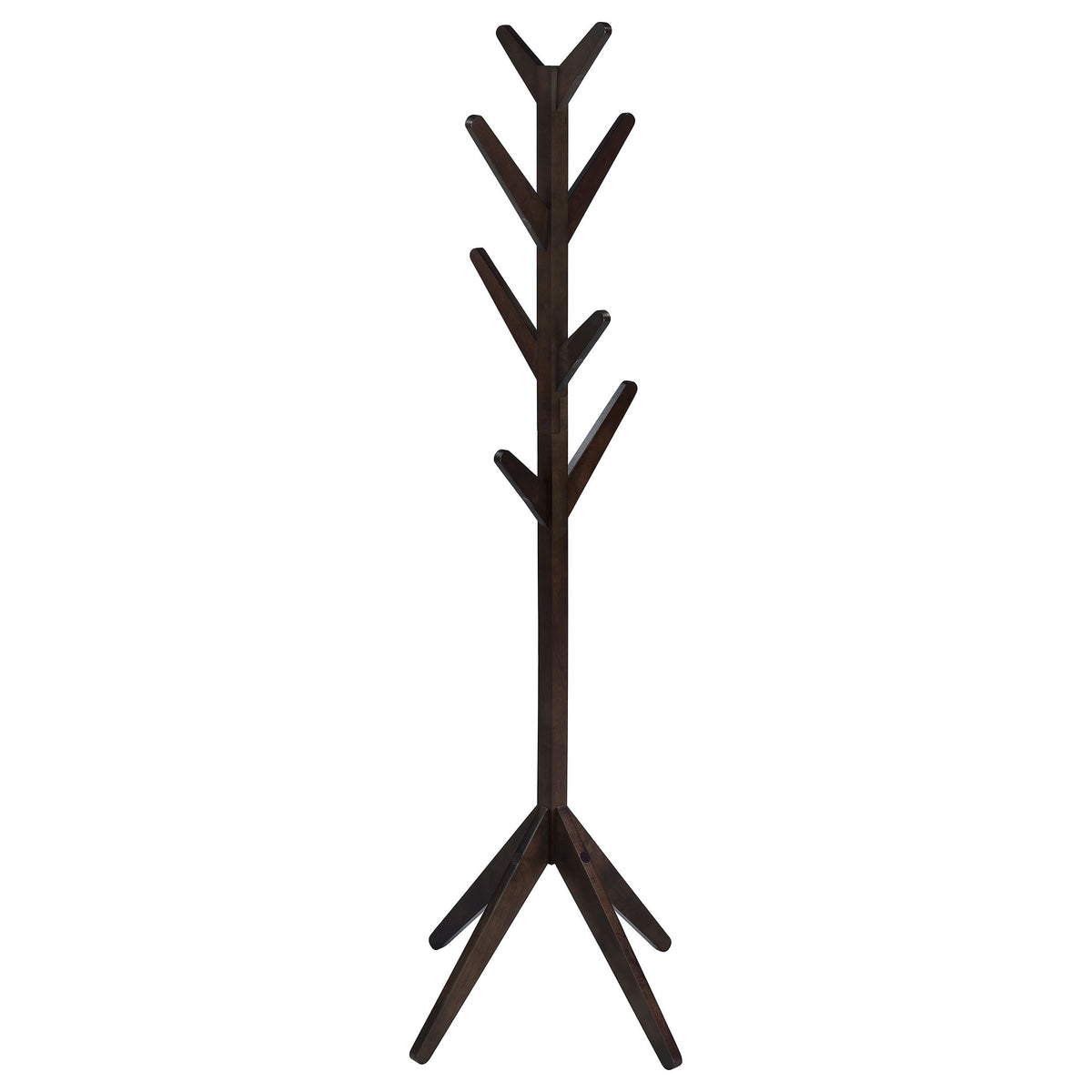 Cappuccino Solid Wood Coat Rack with 8 Hooks - Modern Wooden Hanger for Entryway, Mudroom, or Hallway