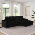 Corduroy Tufted Upholstered Sleeper Sectional Sofa, L-Shaped Modular Convertible Sofa , Can freely change the position of the footrests-Black(Assembly is required)