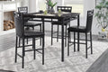 5-Piece Counter Height Set Black Metal Finish Faux Marble Top Table and Counter Height Chairs Kitchen Dining Furniture