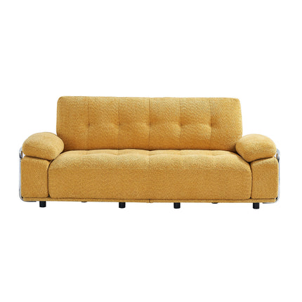 88.98'' Width Modern Sofa with Compression Seat Cushions and Back Cushions,Steel Arm Frame,Chenille Fabric,Yellow Color