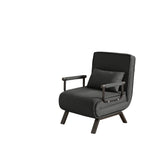 Sleep Chair Bed, Comfy Convertible Sleeper Chairs, 5-Position Adjustable Sofa Bed, Black Linen, Compact Design