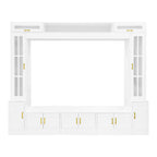 98.4' W Wall Unit Entertainment Center with Bookshelves for TVs up to 80', Modern TV Stand Media Console with Cabinets, Tempered Glass Doors and Adjustable Shelves for Living Room