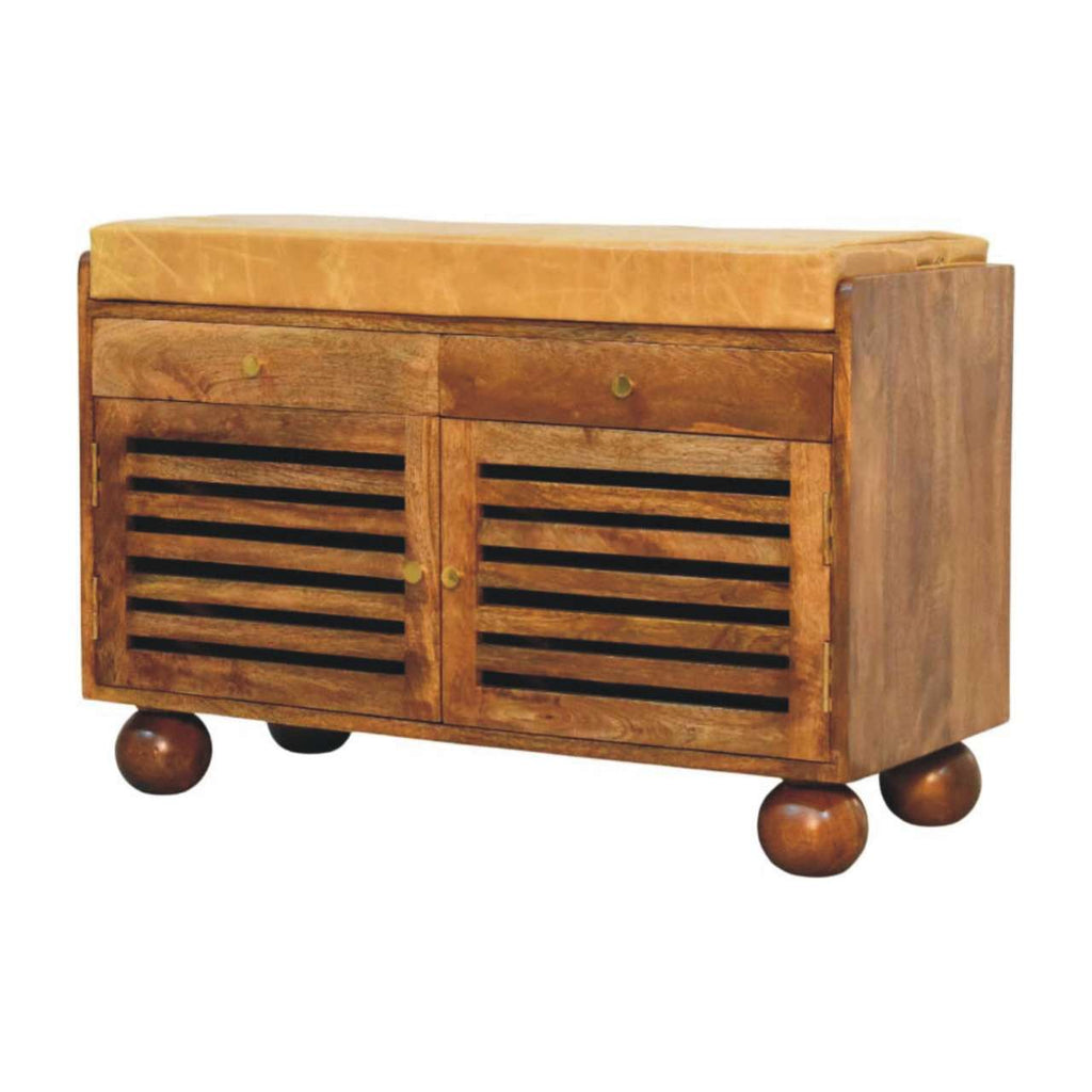 Solid Wood Bola Shoe Storage Bench