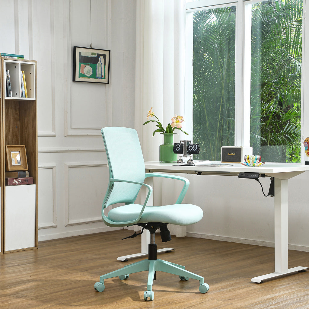 Colorful Office Task Chair 350LBS, Home Office, Mesh Back,Comfortable Sitting, Fixed Armrest, Swivel, Height Adjustable Chair (Cyan)