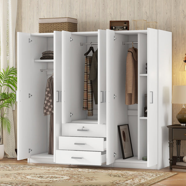 6-Doors Wooden Wardrobe Storage
