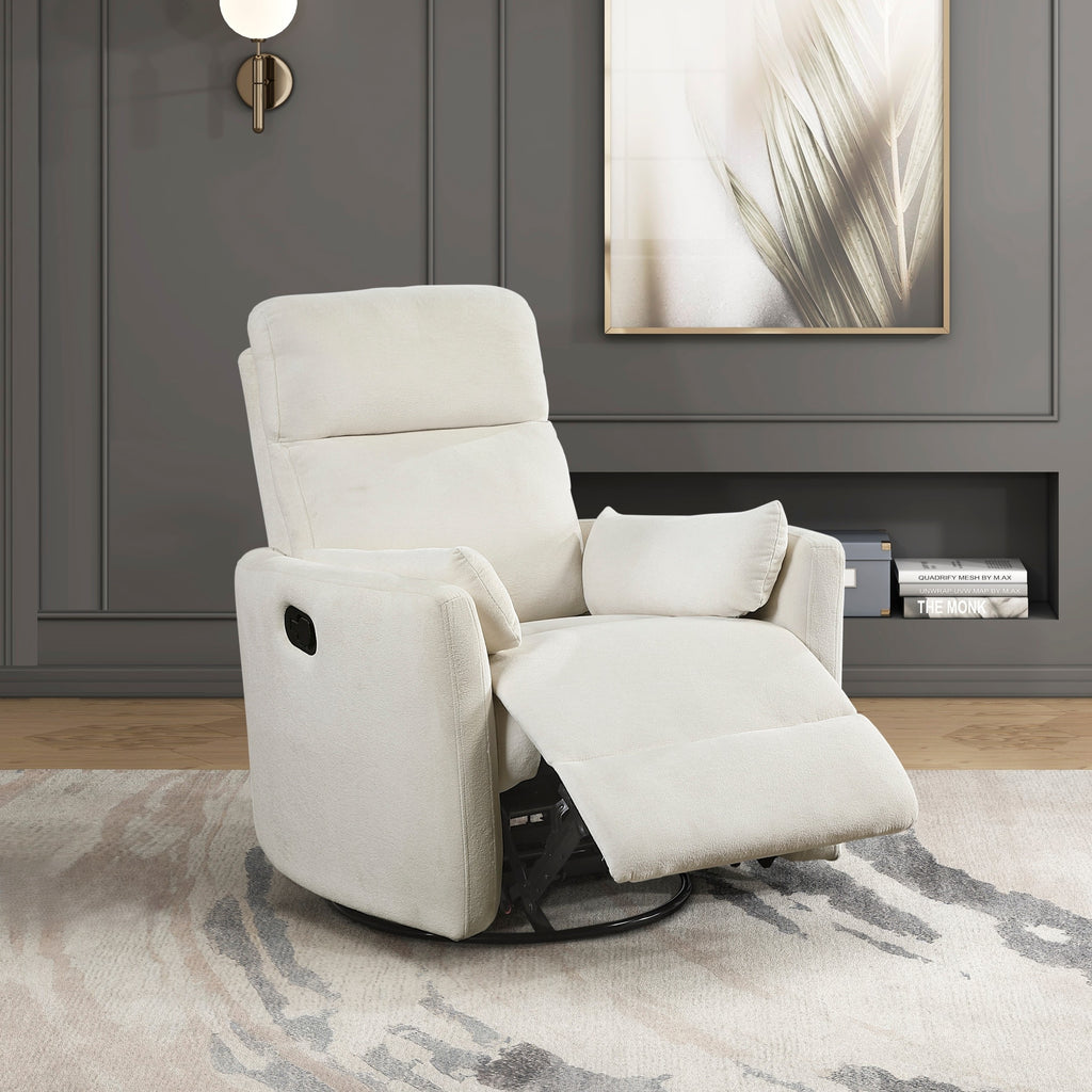 Luxurious Comfort Rotating Recliner Chair Beige Microfiber Upholstered Living Room Furniture 1pc Glider Reclining Motion