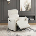 Luxurious Comfort Rotating Recliner Chair Beige Microfiber Upholstered Living Room Furniture 1pc Glider Reclining Motion