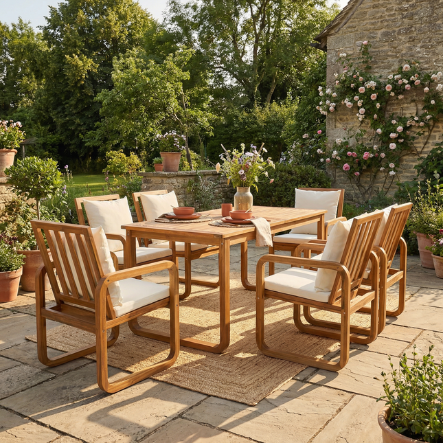 7 Pieces Patio Dining Set Outdoor Dining Table and Chairs Stylish Outdoor