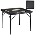 Mahjong Table 4 Player Folding Card Table & 4 Cup Holders Chip Trays Black