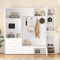 U-Can American Style 4-in-1 Hall Tree with Padded Bench, 4 Hooks, and Adjustable Storage Shelves