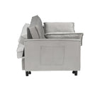Modern Velvet Loveseat Futon Sofa Couch Pullout Bed, Small Love Seat Lounge Sofa w/Reclining Backrest, Toss Pillows, Pockets, Furniture for Living Room,3 in 1 Convertible Sleeper Sofa Bed, Gra - Eloy Royal