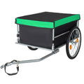 Foldable Bicycle Bike Cargo Trailer with 20''Wheels, Removable Cover, Folding Frame Quick Release, Bike Cart Bike Wagon Trailer for Luggage, Tools, Groceries. Black+Green