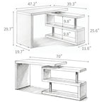 Modern 47'L Swivel Top Desk-High Gloss White - Eloy Royal