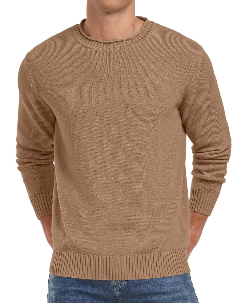 Sailwind Mens Cotton Crewneck Pullover Sweater Lightweight Casual Knitted Sweaters Camel Camel XX-Large