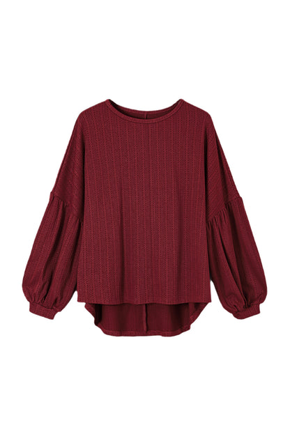 Ruby Plus Size Balloon Sleeve Textured Knit Top - Eloy Royal