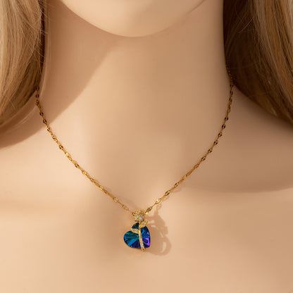 Women's Fashion Sapphire Heart Pendant Necklace - Eloy Royal