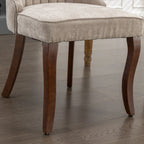 Rayon Cloth Flocking Linen Dining Chairs Channel Kitchen Dinner Chair Comfy Fabric Upholstered Accent Chair for Dining Room with Curved Solid Wood Legs,Set of 2 (Beige), SW1847BG - Eloy Royal