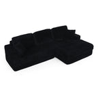 Modern Minimalist Style L Shape Modular Sectional Sofa with Corduroy Finish in Black