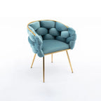Luxury Modern Simple Leisure Velvet Single Sofa Chair Bedroom Lazy Person Household Dresser Stool Manicure Table Back Chair Blue - Eloy Royal