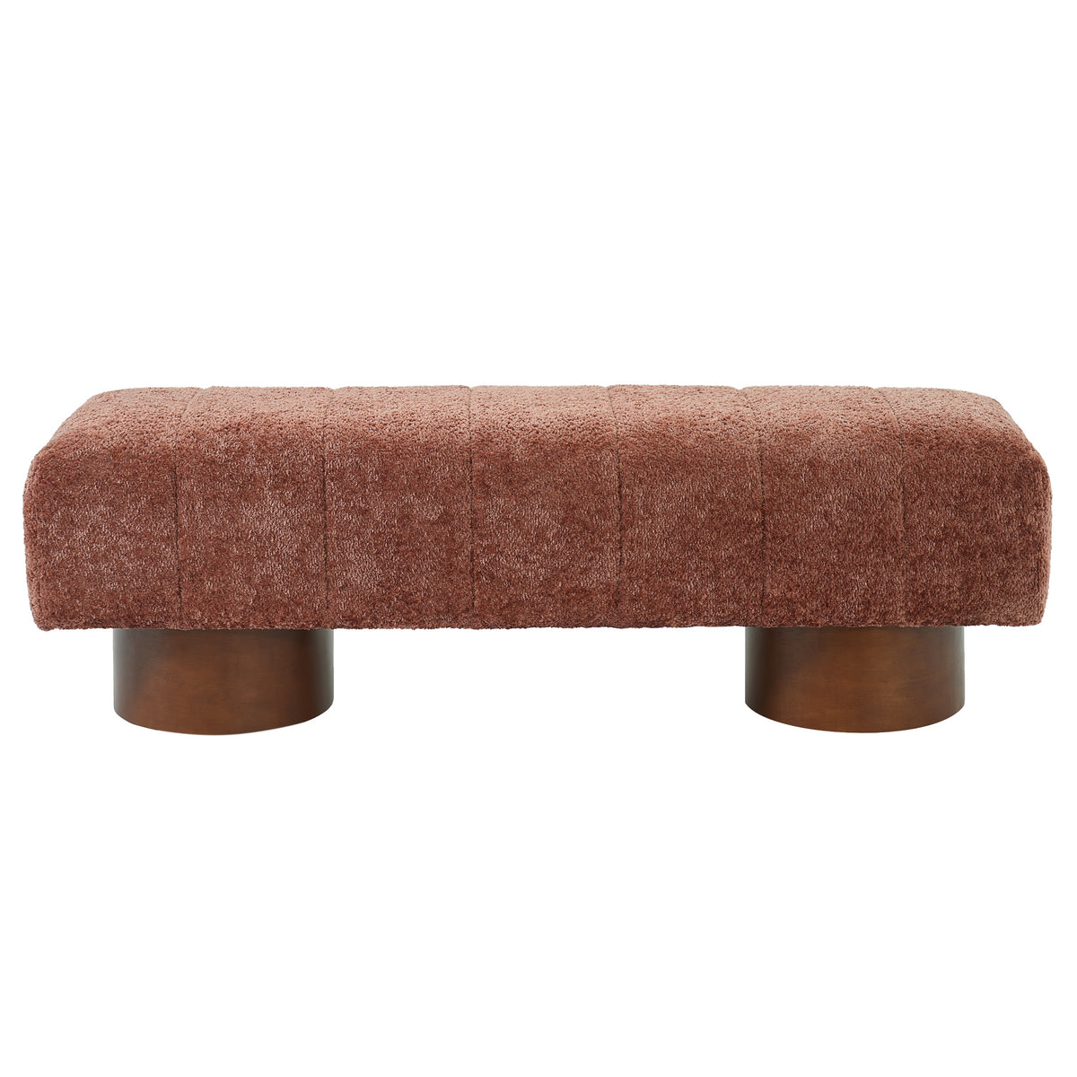 Rust Red Boucle Upholstered Indoor Dining Bench with Rubber & Plywood Frame, 61.02' L Modern Accent Bench in Rust Red Fabric, Sturdy Construction for 250 lbs Capacity