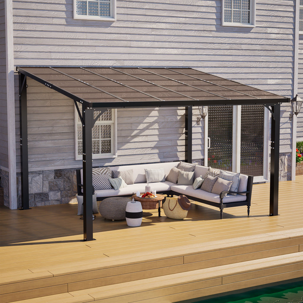 12x10 FT Hardtop Gazebo, Outdoor Patio Pergola with Tinted Polycarbonate Roof, UV & Snow Resistant, Rustproof Aluminum Frame – For Garden, Backyard, Carport