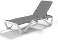 3D Pool Patio Lounger Chair Outdoor Chaise Lounge Chair, Grey, Aluminum Frame, All Weather Pool Lounge Chair for Deck Lawn Backyard