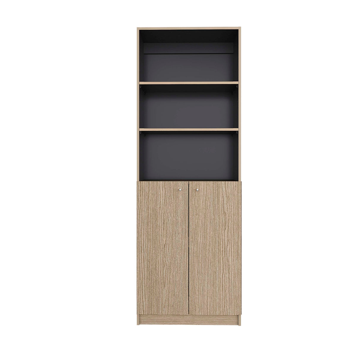 Beyerville Bookcase with Open Storage and 2 Doors, Cartagena and Wenge