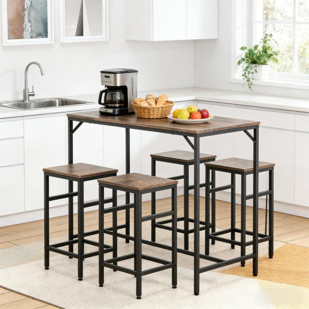 5-Piece Dining Table Set,Table & 4 Stools Set,Space Saving