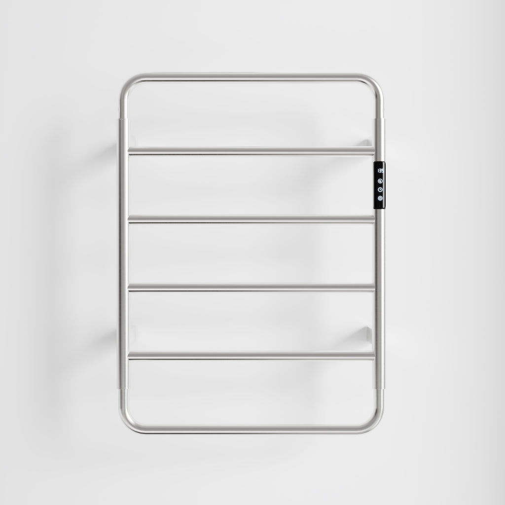 18.7' Heated Towel Rack for Bathroom,Wall Mounted with Intelligent Touch Screen Timer, 6-Bar Towel Warmer, 304 Stainless Steel Polished, Plug-in/Hard-Wired