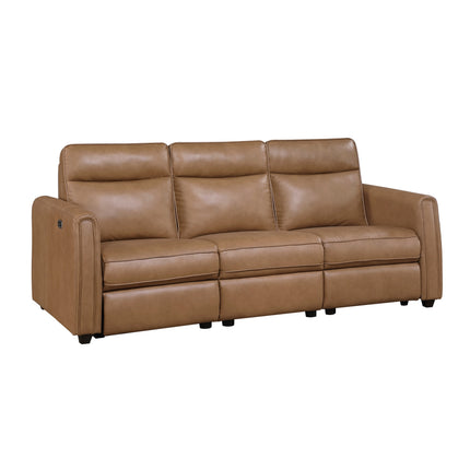 Modern Brown Power Recliner Sofa USB Charging Ports Zero Wall Reclining Design Faux Leather Upholstery Living Room Furniture 1pc