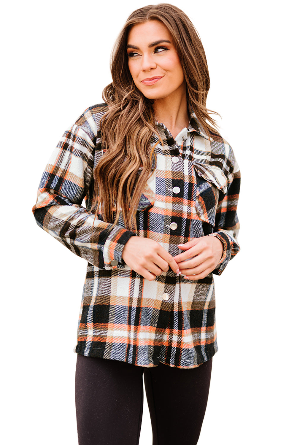 Multicolor Plaid Casual Button Up Flannel Shacket - Eloy Royal