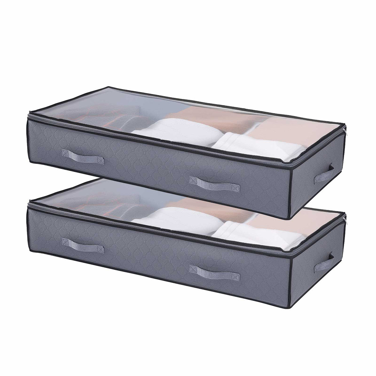 Under Bed Storage 90L Stackable Shoes Organization Box with Clear Lid 2 Pack