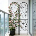 2 Pack Metal Garden Trellis 86.7' x 19.7' Rustproof Trellis for Climbing Plants Outdoor Flower Support Dragonfly Deco Black