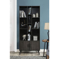 75' Faux Wood Bookshelves with 10 Open Shelves, 1 Cabinet Bookcase, Dark Espresso
